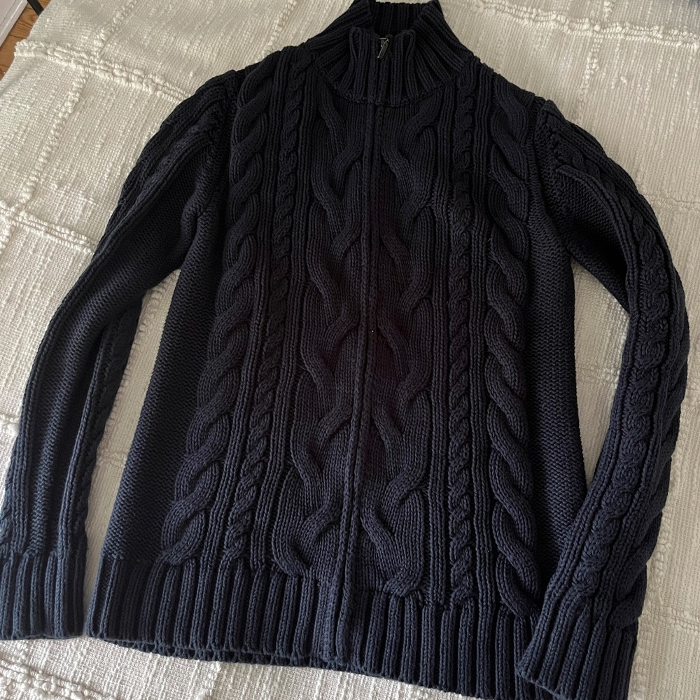 L.L.Bean Double L Cable Zip Cardigan
